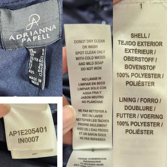 Adrianna Papell - AP1E205401 Beaded Bateau Neck Illusion Chiffon Dress Size 8 - Picture 11 of 16